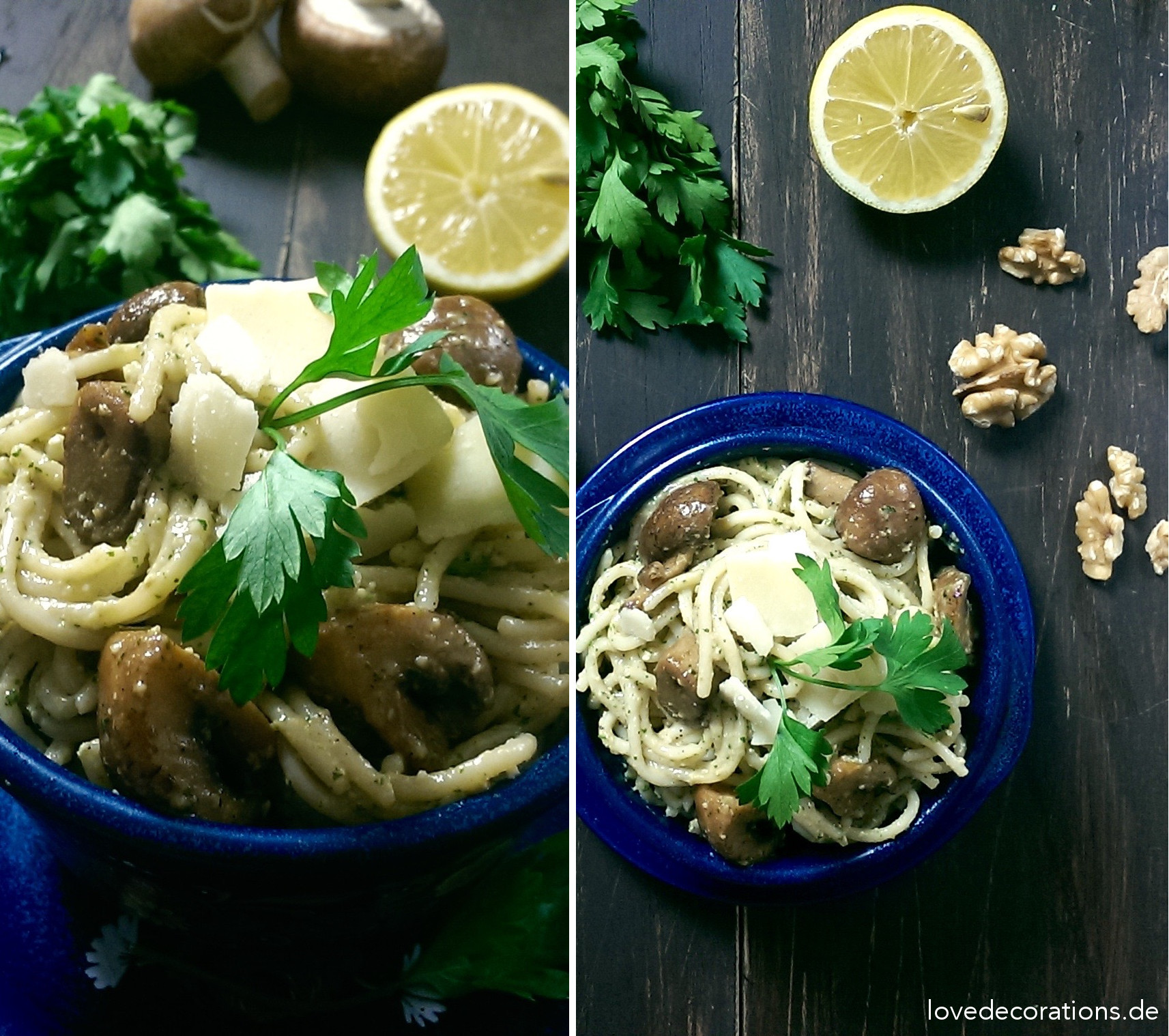 Nudeln mit selbstgemachtem Walnuss-Pesto - Love Decorations