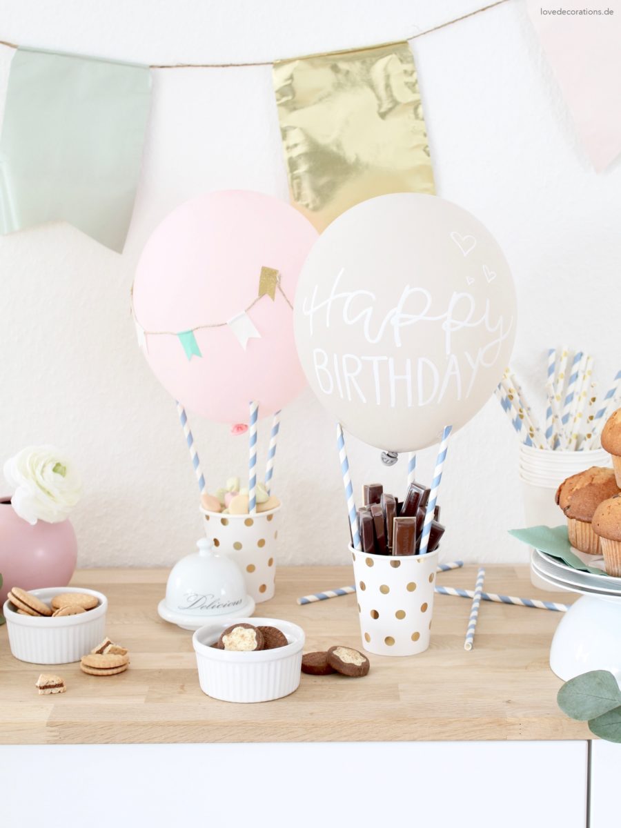DIY Heißluftballon als Snack Holder für den Geburtstagstisch oder die Candy Bar | #happybirthdaymissredfox – 5. Bloggergeburtstag