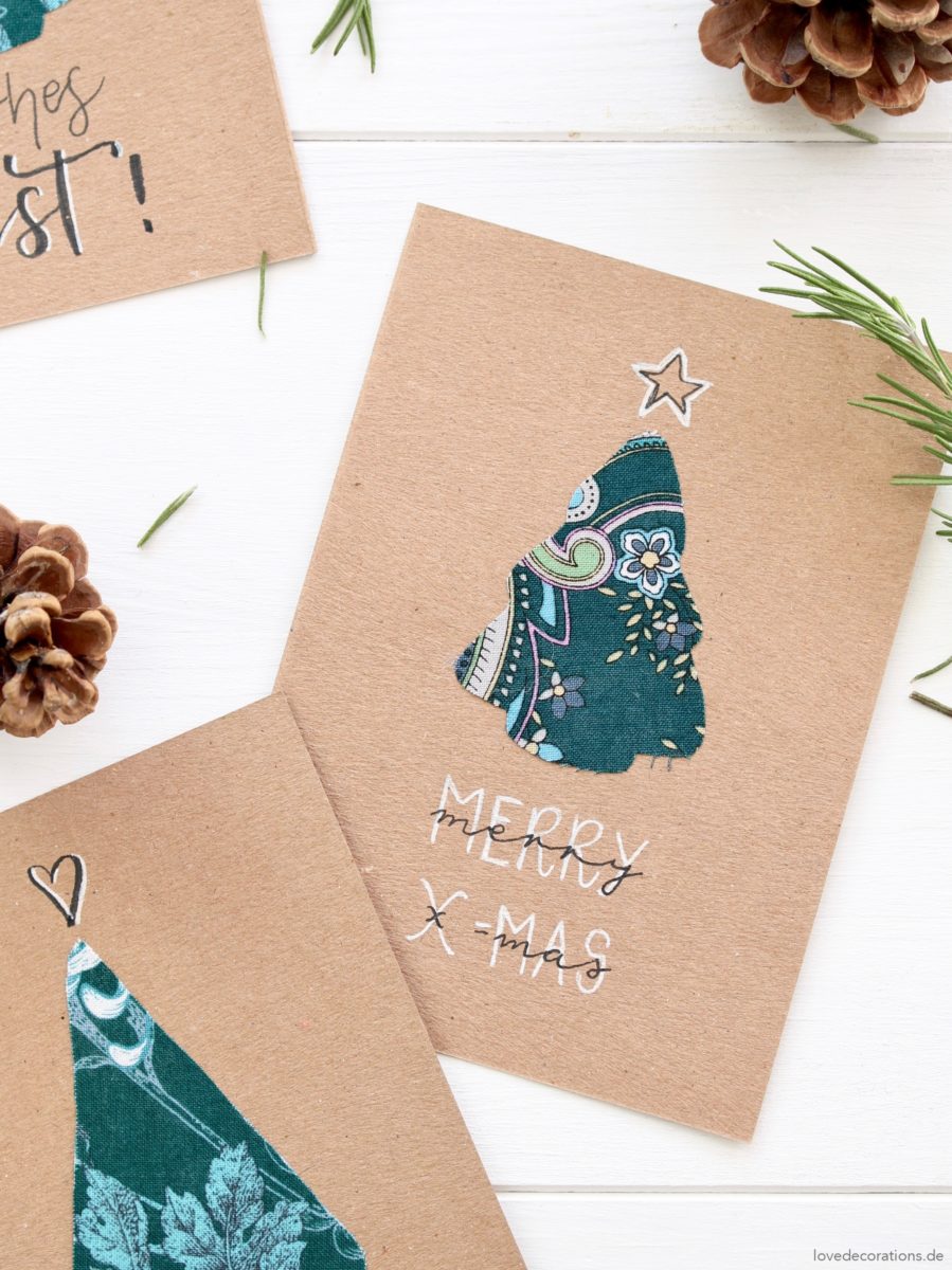 DIY Fabric Christmas Tree Card | DIY Tannenbaum Weihnachtskarte mit Stoff