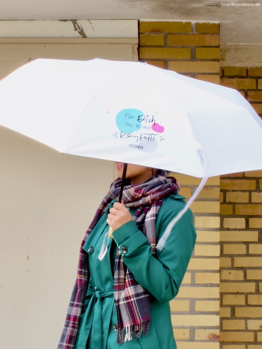 DIY 'Für Dich soll es heute Konfetti regnen' Regenschirm bemalen und belettern zum Muttertag