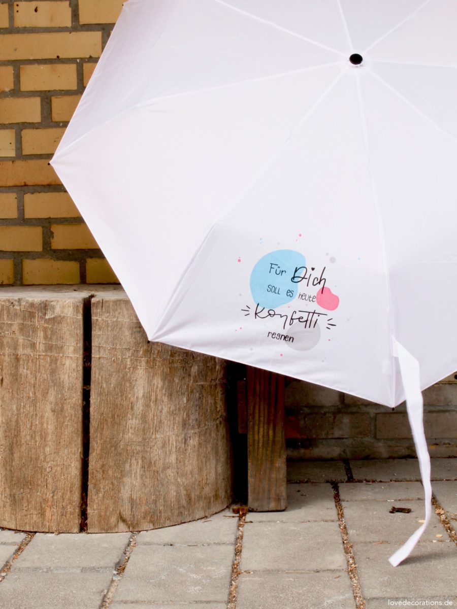DIY ‚Für Dich soll es heute Konfetti regnen‘ Regenschirm bemalen und belettern zum Muttertag