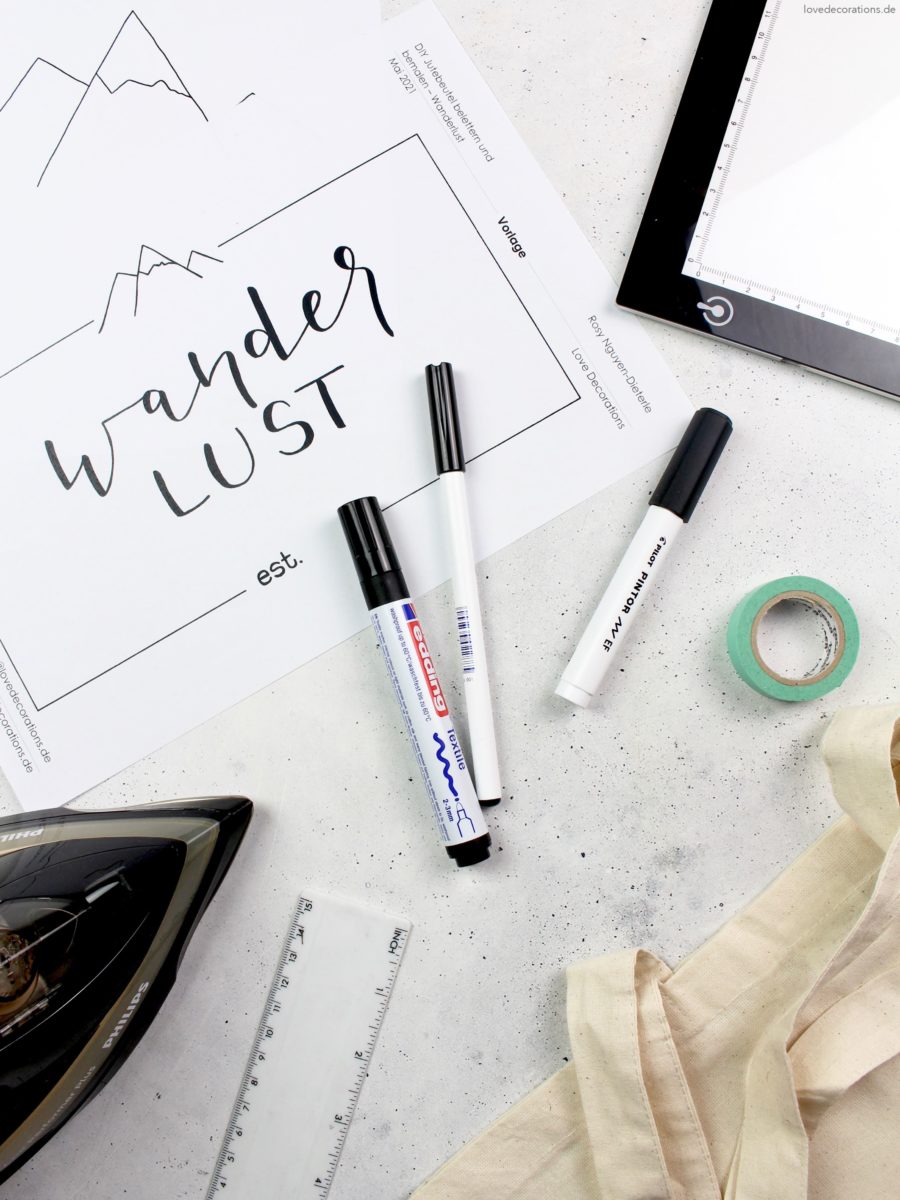DIY Jutebeutel bemalen und belettern – Wanderlust