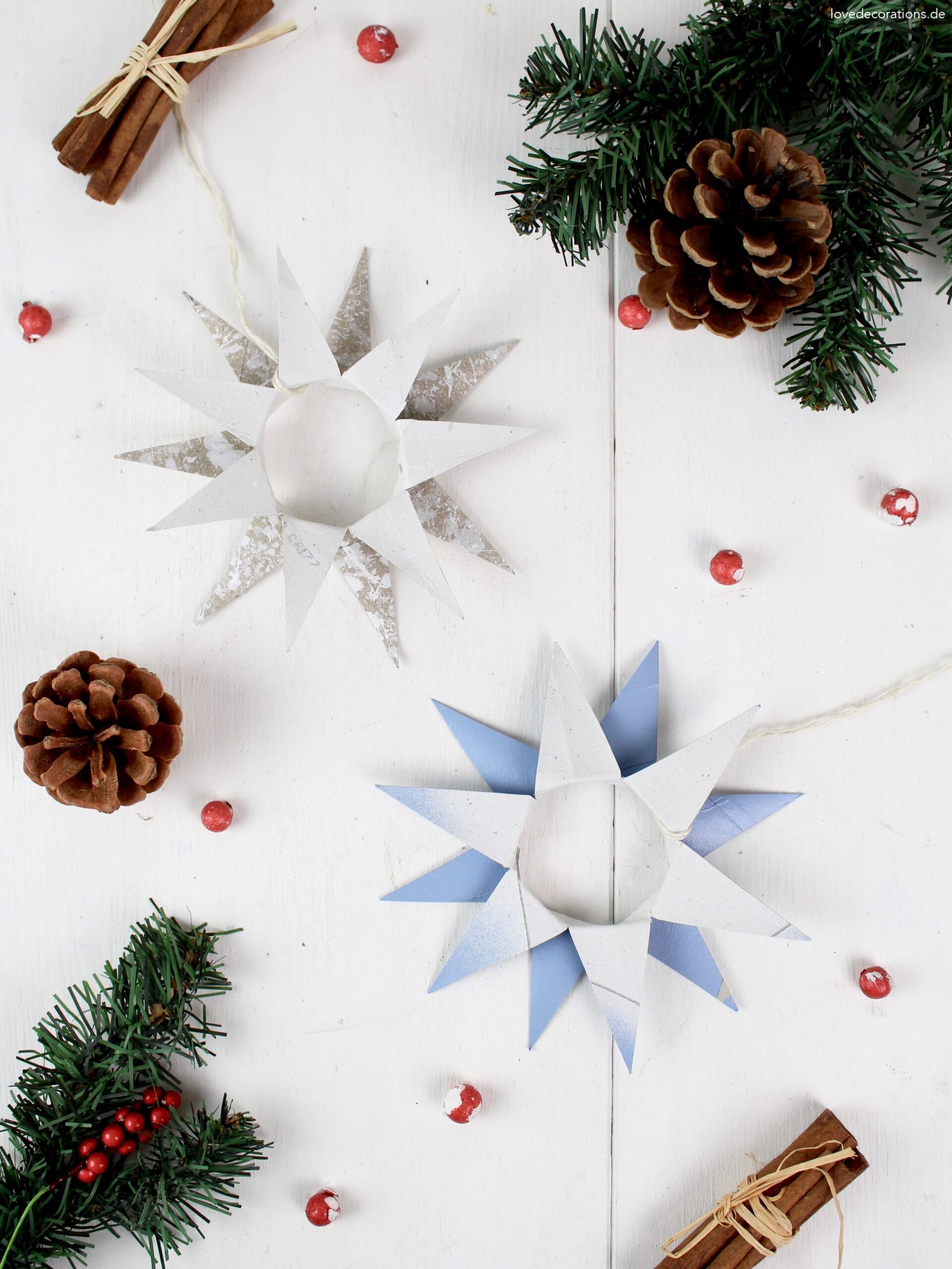 DIY toilet paper roll stars [aufgeklappt] Love Decorations